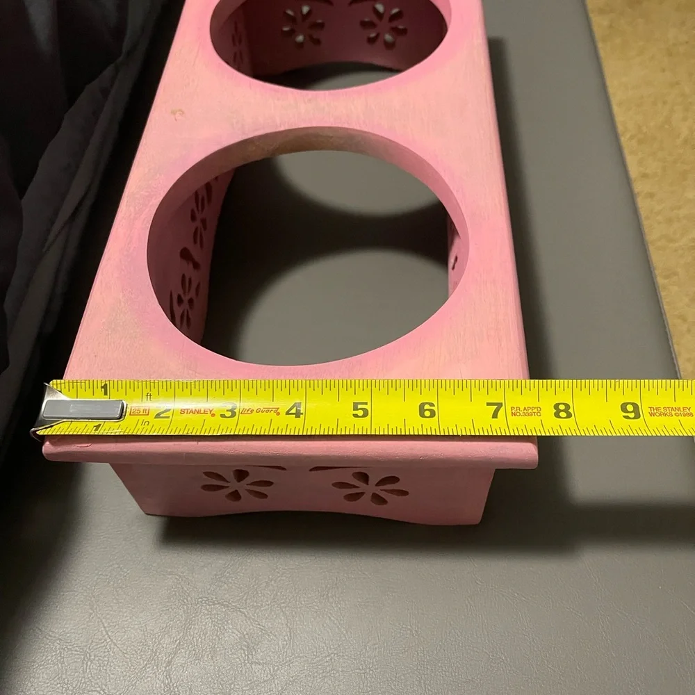 Pink Wooden Pet Bowl Stand